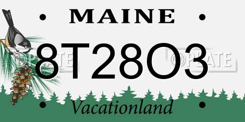 8T28O3 Maine License Plate