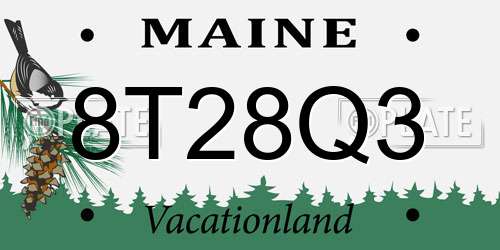8T28Q3 Maine License Plate