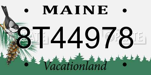 8T44978 Maine License Plate