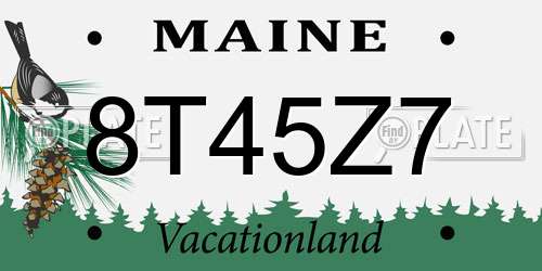 8T45Z7 Maine License Plate