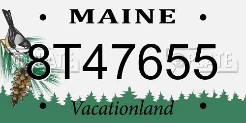 8T47655 Maine License Plate