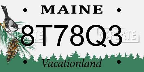 8T78Q3 Maine License Plate