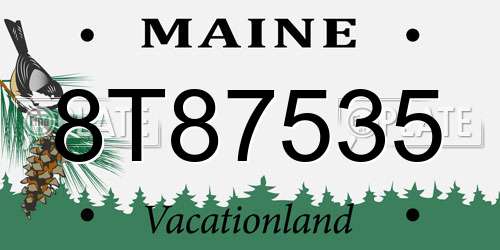 8T87535 Maine License Plate