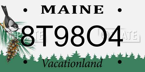 8T98O4 Maine License Plate