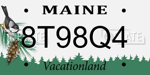 8T98Q4 Maine License Plate