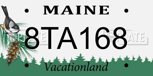 8TA168 Maine License Plate