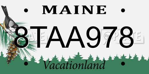8TAA978 Maine License Plate
