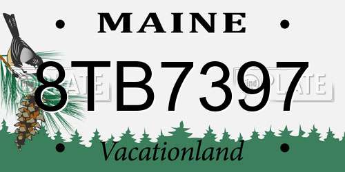 8TB7397 Maine License Plate