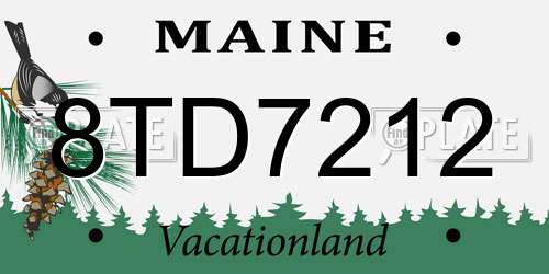 8TD7212 Maine License Plate