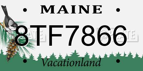 8TF7866 Maine License Plate