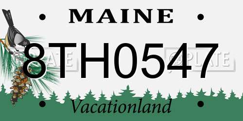 8TH0547 Maine License Plate
