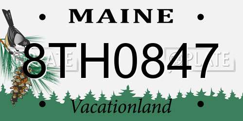 8TH0847 Maine License Plate