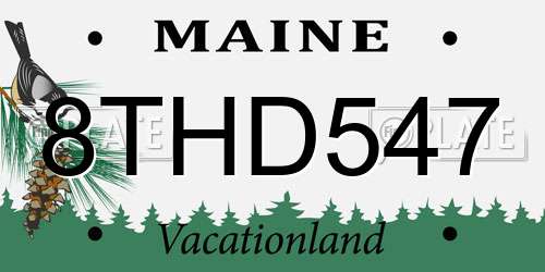 8THD547 Maine License Plate