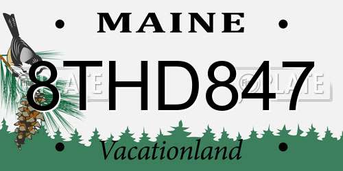 8THD847 Maine License Plate