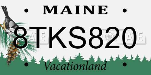 8TKS820 Maine License Plate