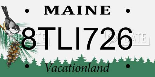 8TLI726 Maine License Plate