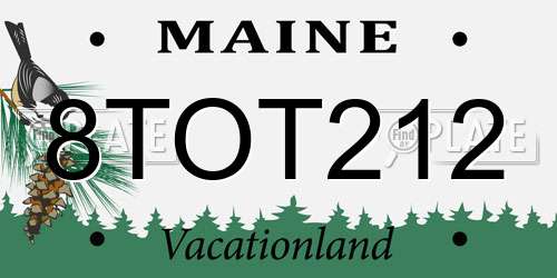 8TOT212 Maine License Plate
