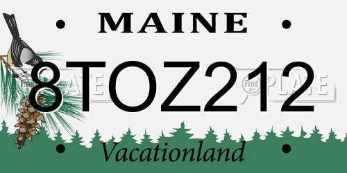 8TOZ212 Maine License Plate