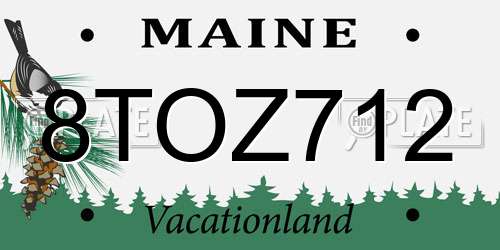 8TOZ712 Maine License Plate