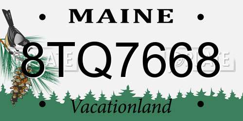 8TQ7668 Maine License Plate