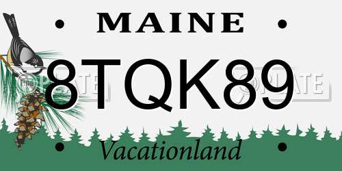8TQK89 Maine License Plate