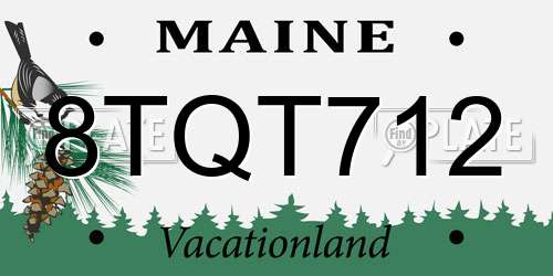 8TQT712 Maine License Plate