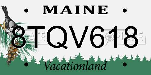 8TQV618 Maine License Plate