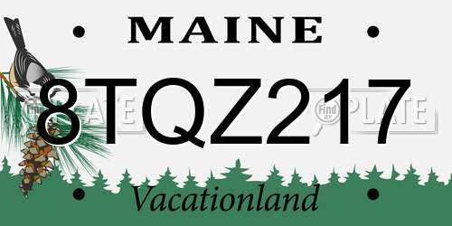 8TQZ217 Maine License Plate