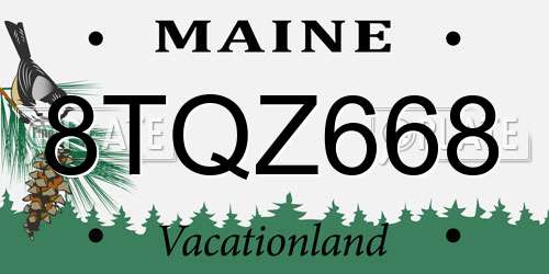 8TQZ668 Maine License Plate