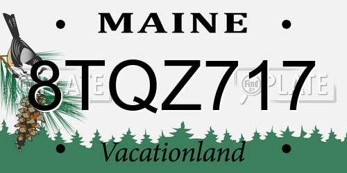 8TQZ717 Maine License Plate