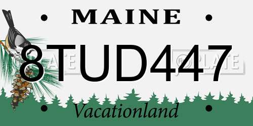 8TUD447 Maine License Plate