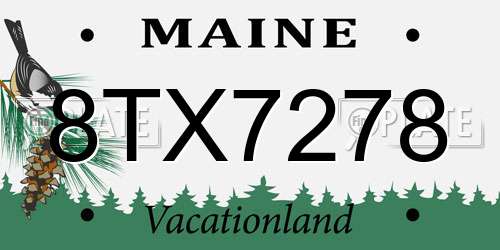 8TX7278 Maine License Plate