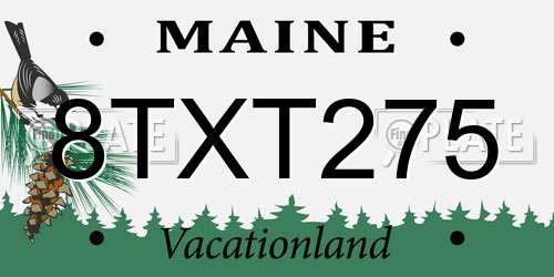8TXT275 Maine License Plate