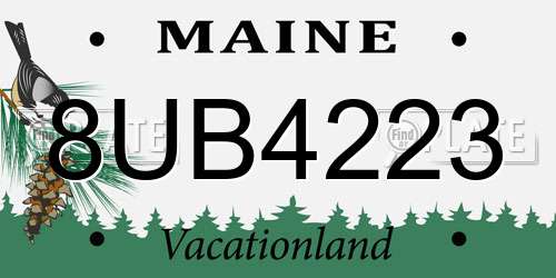 8UB4223 Maine License Plate