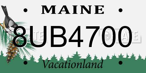 8UB4700 Maine License Plate