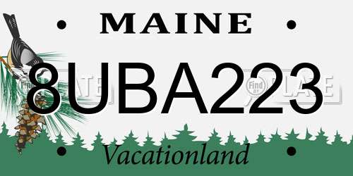 8UBA223 Maine License Plate