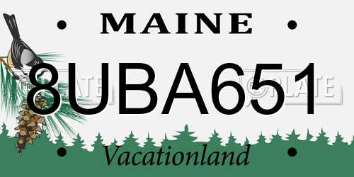 8UBA651 Maine License Plate
