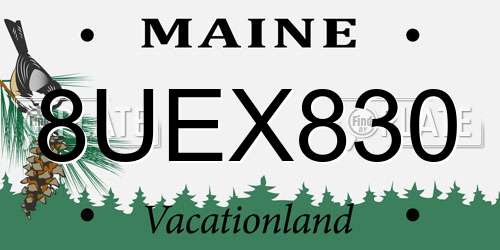 8UEX830 Maine License Plate