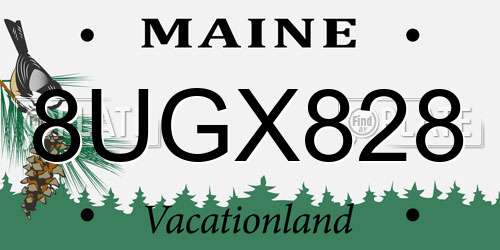 8UGX828 Maine License Plate