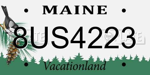 8US4223 Maine License Plate