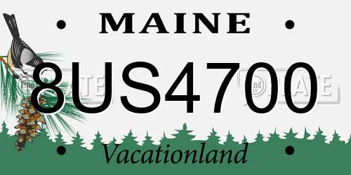 8US4700 Maine License Plate