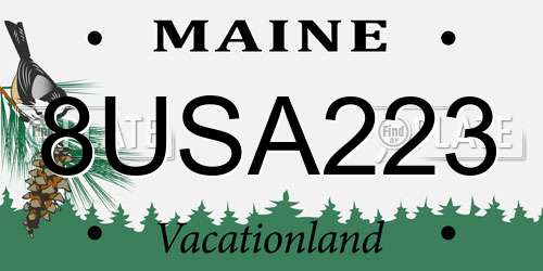 8USA223 Maine License Plate