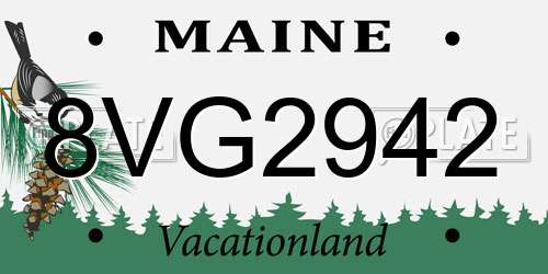 8VG2942 Maine License Plate