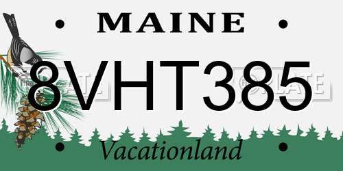 8VHT385 Maine License Plate
