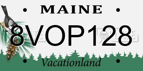 8VOP128 Maine License Plate