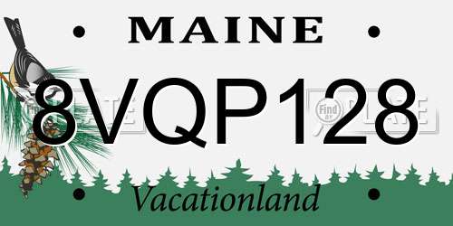 8VQP128 Maine License Plate