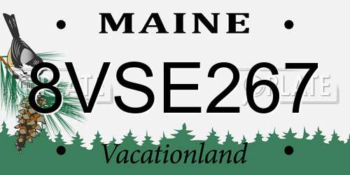 8VSE267 Maine License Plate