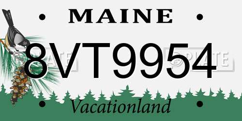 8VT9954 Maine License Plate