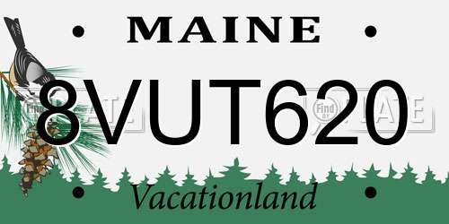 8VUT620 Maine License Plate