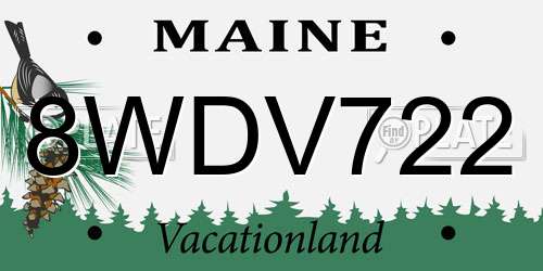8WDV722 Maine License Plate